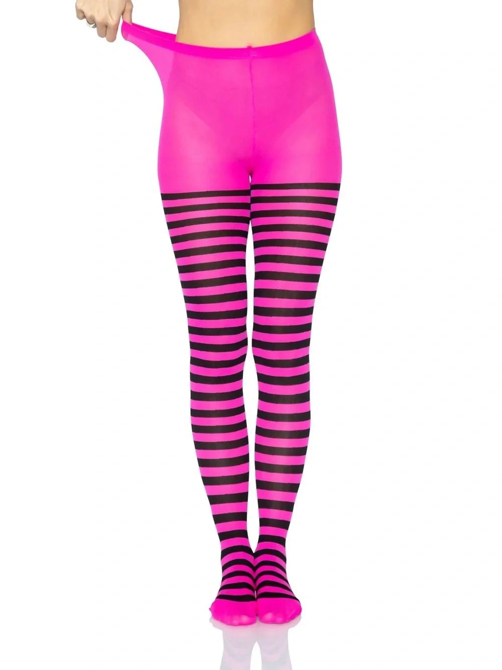 Brand New-Leg Ave. Black and Hot Pink Striped Tights